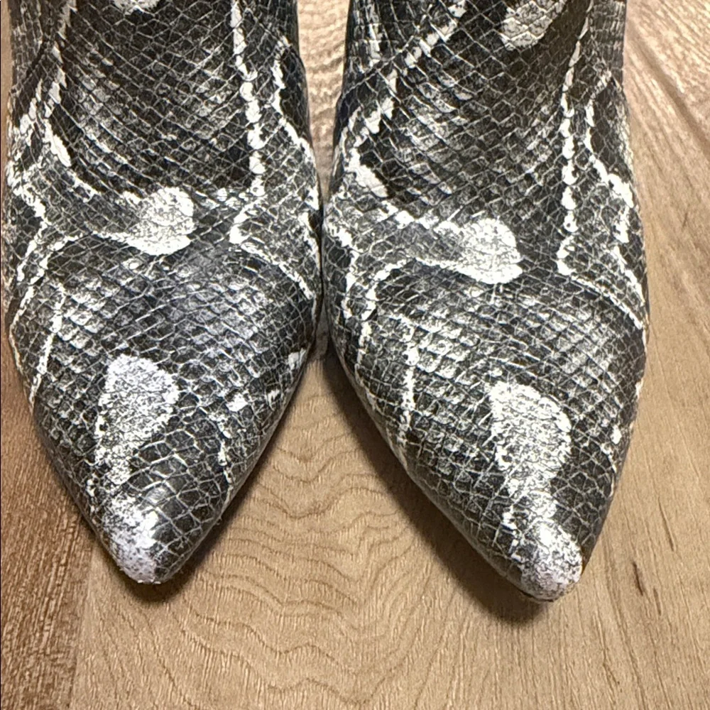 Jessica Simpson Silver Snake Print Pointed Toe Ankle Booties